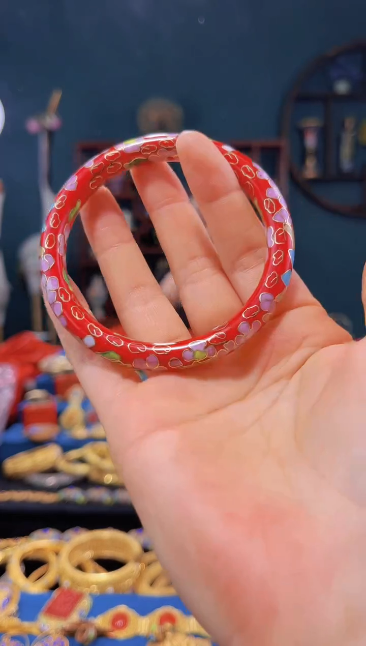 【闪购商品】非遗绝技 景泰蓝0.8公主镯 红