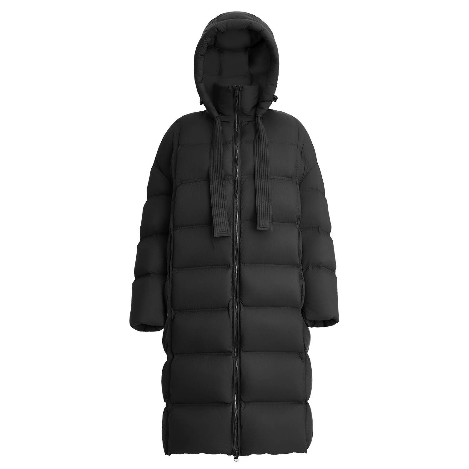 HUAHUA 【325G充绒】95%雁鸭长款连帽飘带款双拉链羽绒服 G2515