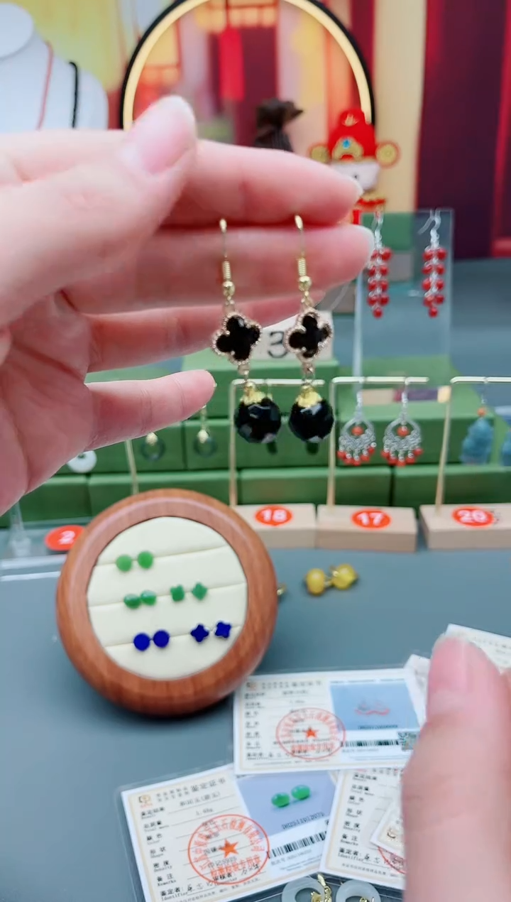 未镶嵌黑曜岩耳饰新款黑曜石