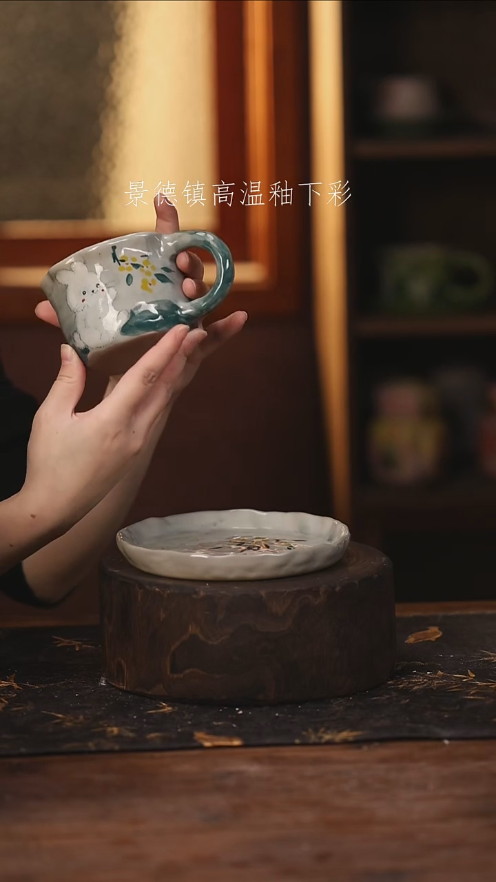 陶瓷景德镇高温釉下手绘陶瓷@L774@