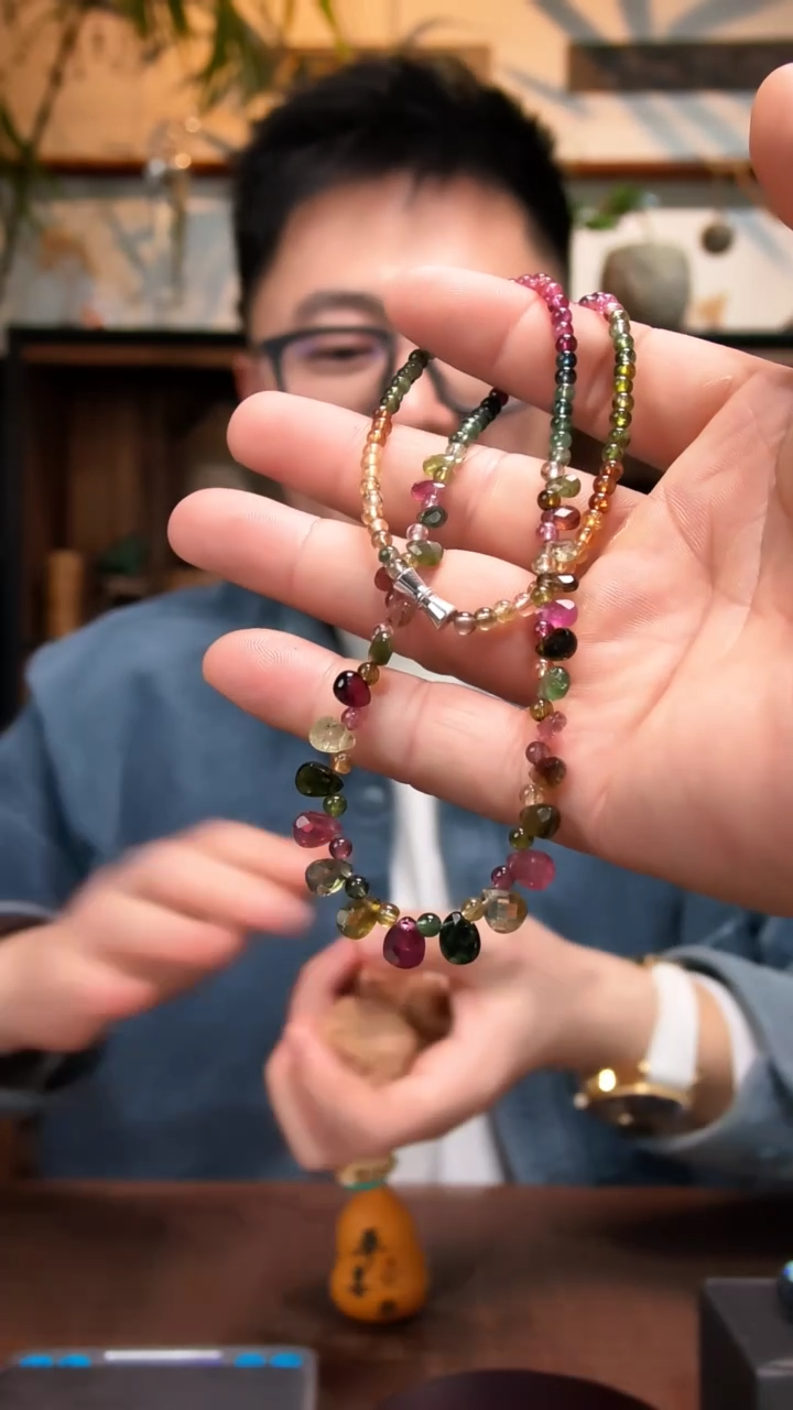 银S925镶嵌项链碧玺S925银碧玺项链ZD