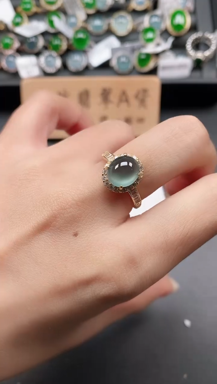银S925镶嵌戒指翡翠11