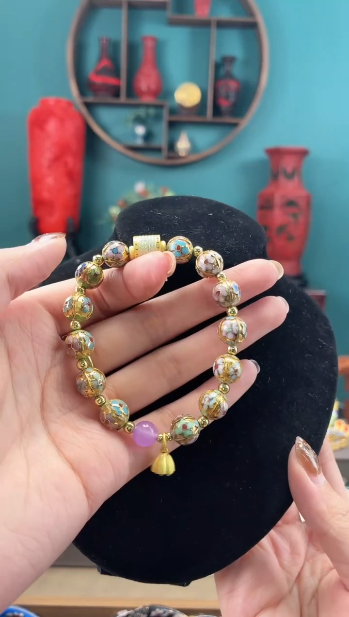 景泰蓝手串金地瓜棱1.0