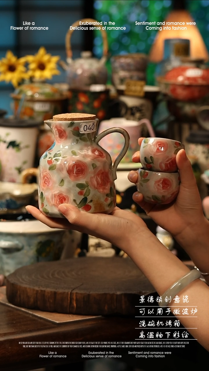 陶瓷景德镇高温釉下彩手工手绘款式@A0040@