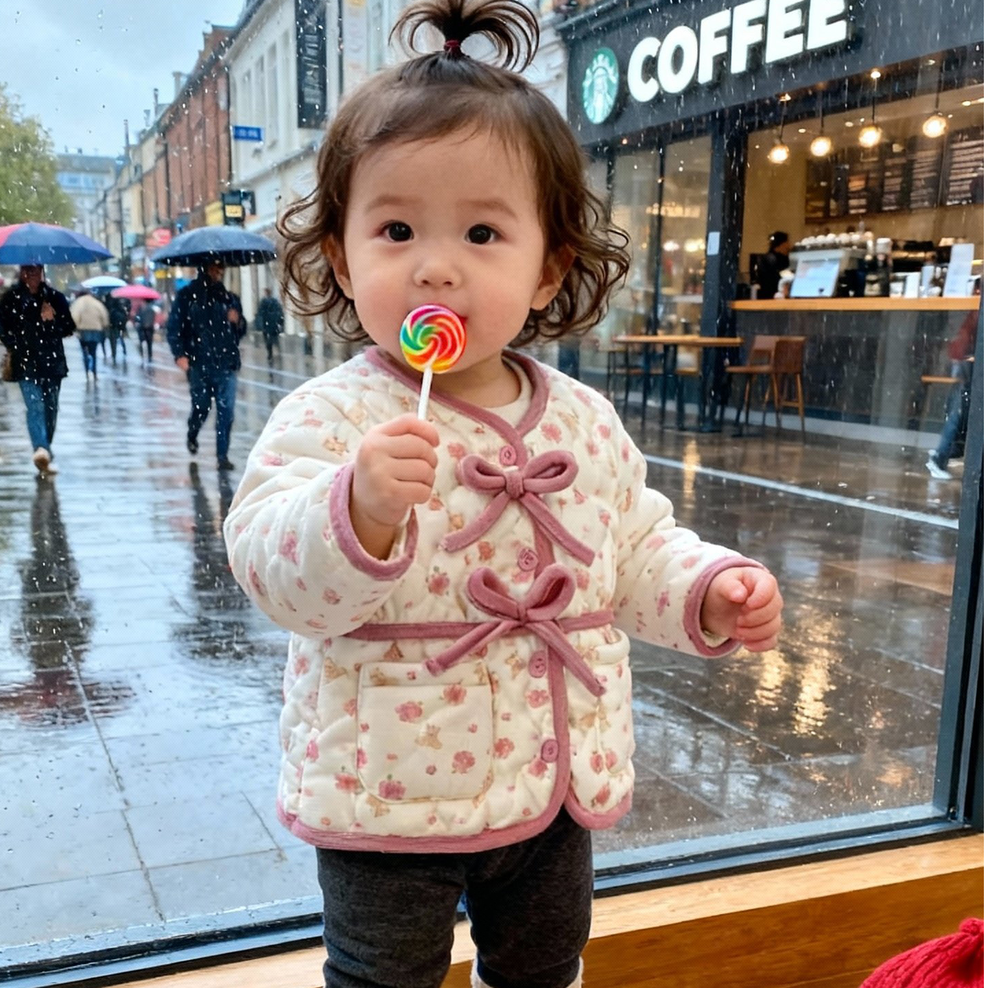 ZX冬季新款外套女童加绒保暖丝绒碎花棉衣棉服宝宝洋气SJ-N-D512