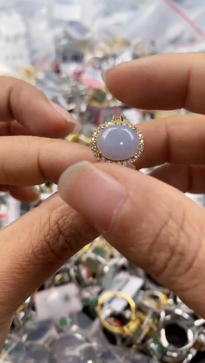 银S925镶嵌戒指翡翠666---9