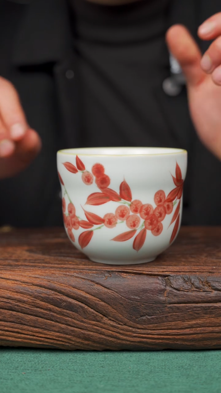 【闪购商品】瓷片84寻一缕瓷香杯釉下手工手绘瓷器