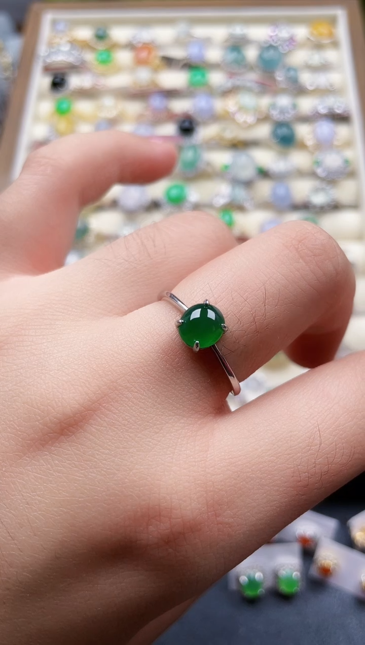 银S925镶嵌戒指翡翠160