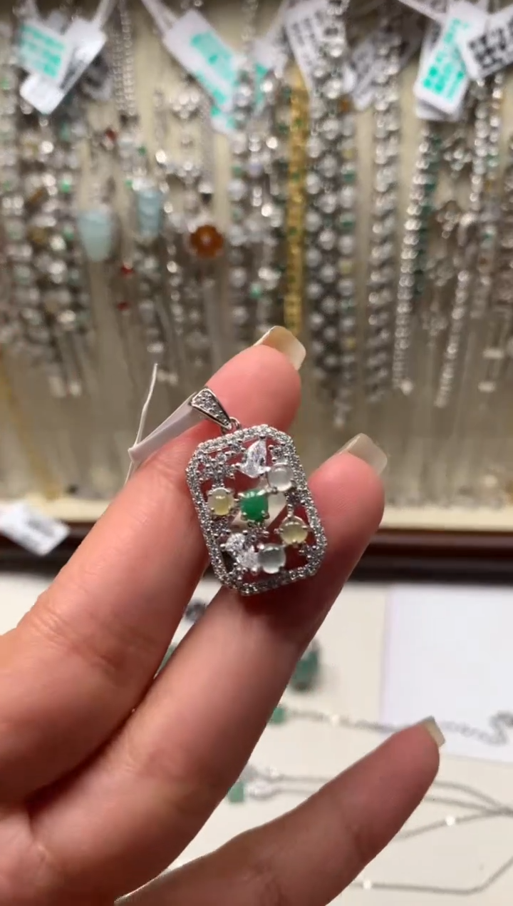 银S925镶嵌戒指翡翠吊坠6