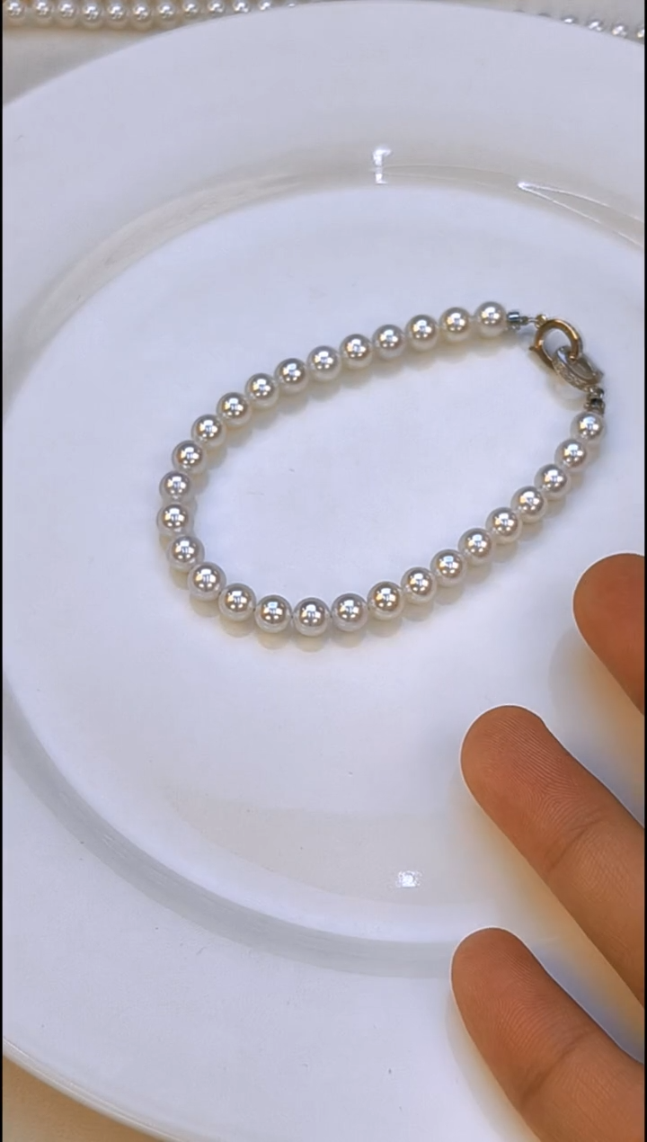 银S925镶嵌手链淡水珍珠5.5-6