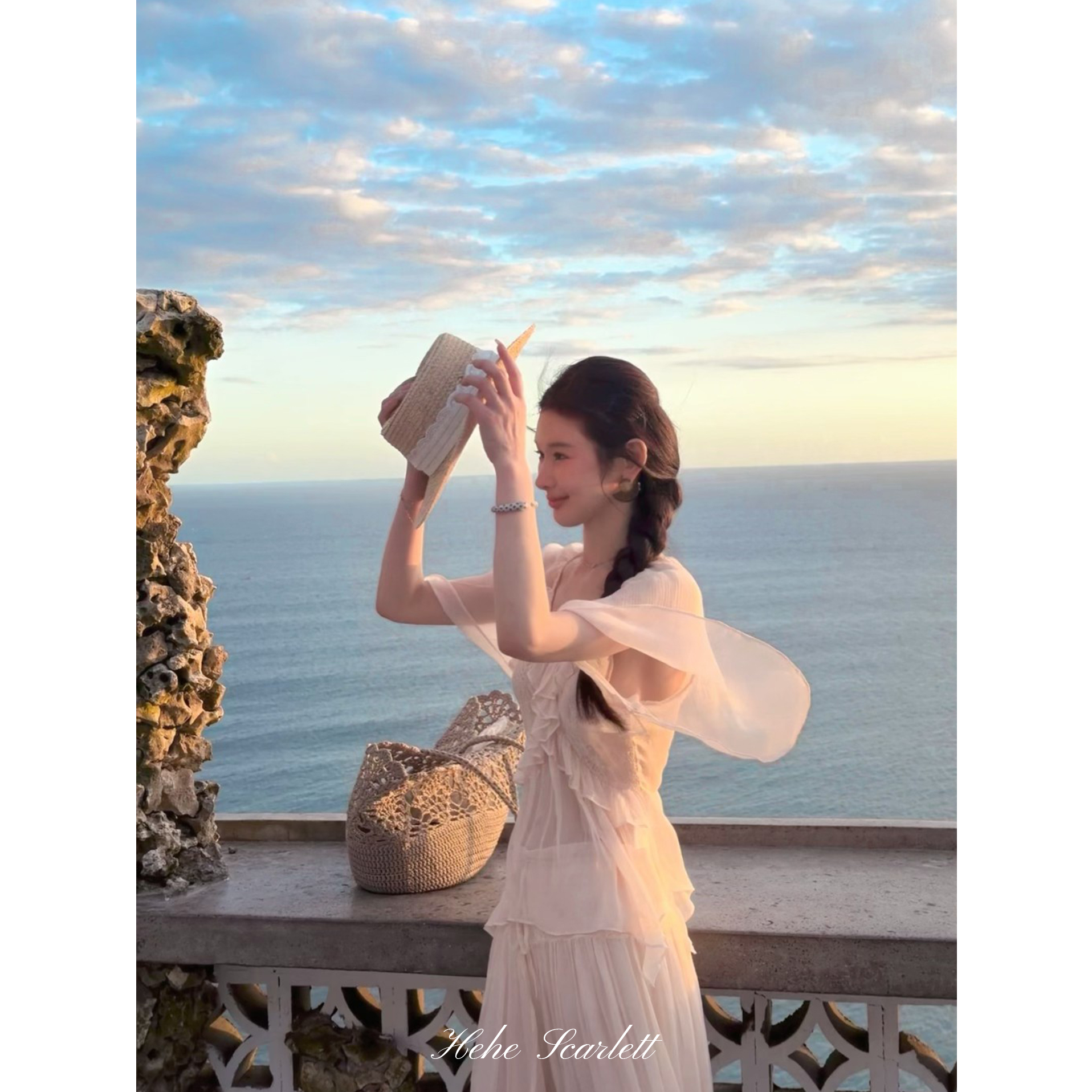 你的呵呵scarlett｜miu夏奇境｜夏季新款法式蕾丝收腰温柔风套装
