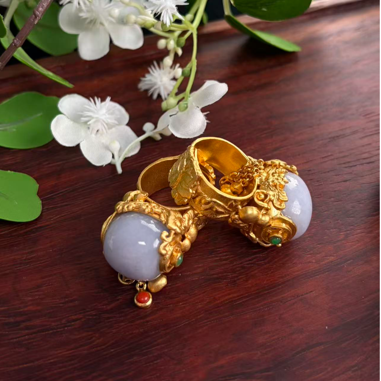 桶珠-S925银镶翡翠桶珠戒指（多样性发一）