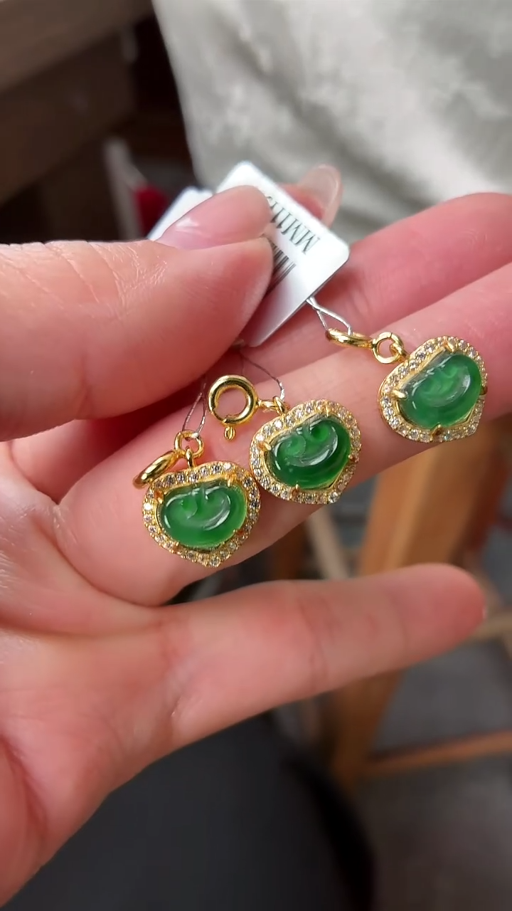 吊坠(不含链)银S925镶嵌翡翠如意 多样性发其一