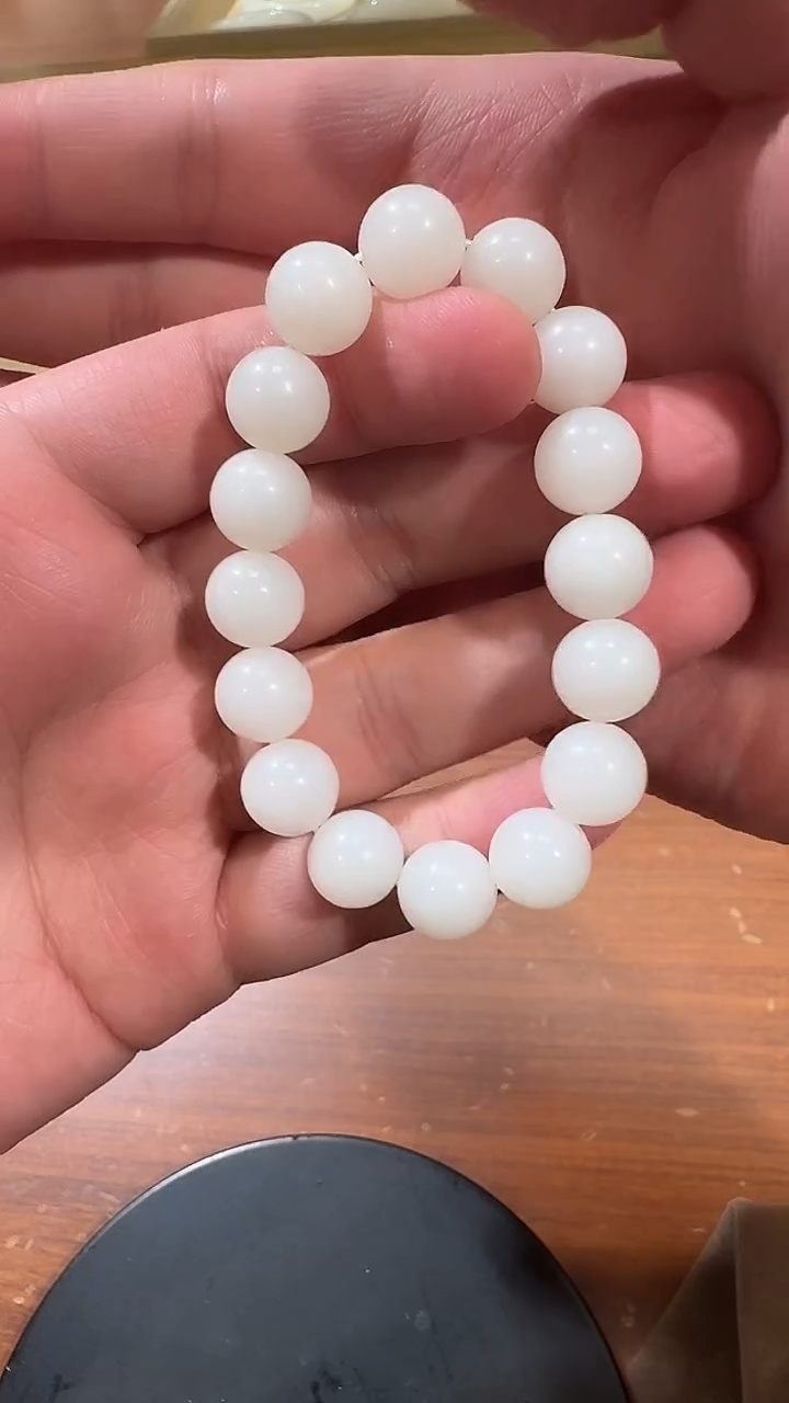 【闪购商品】和田玉手串未镶嵌1314 白玉12mm圆珠手串