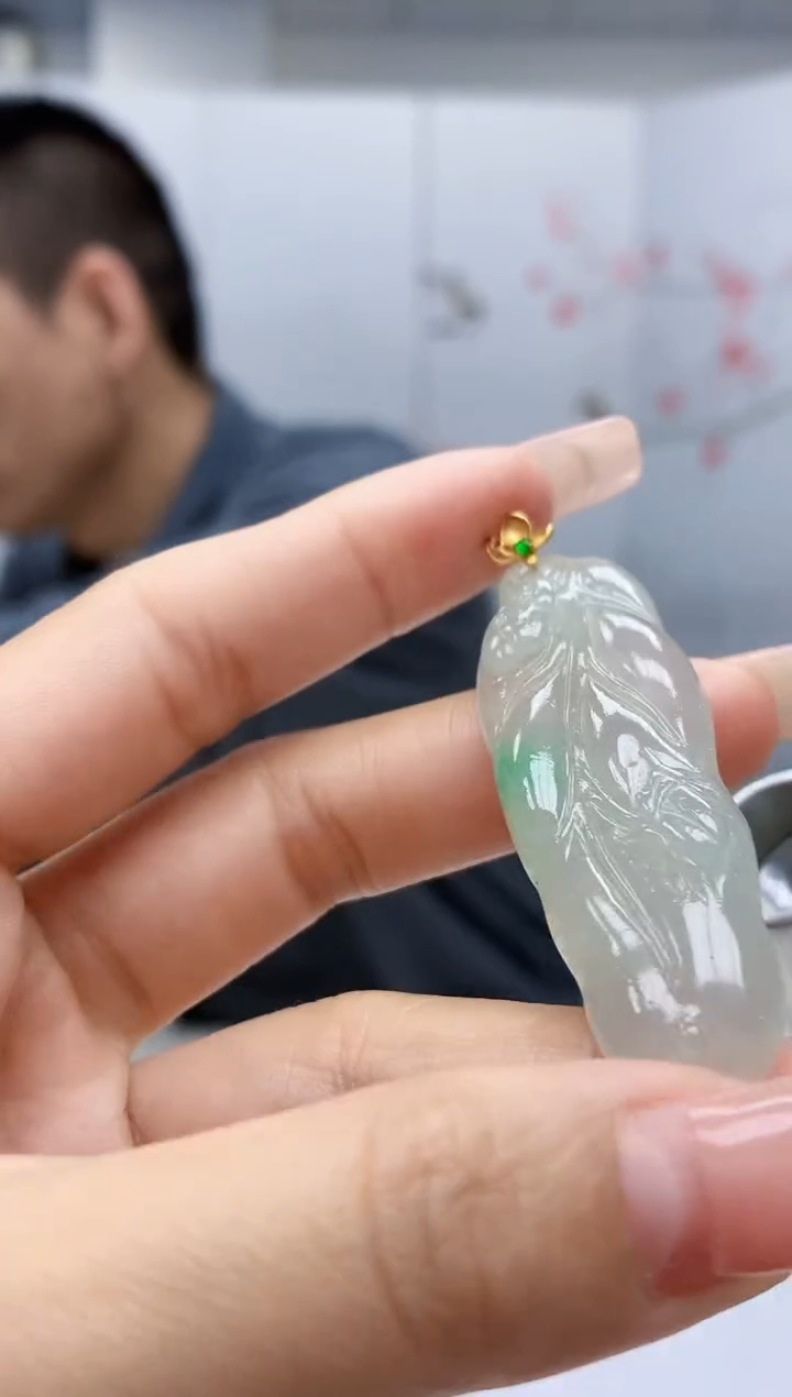 【闪购商品】定制翡翠18K金镶嵌3916lr-毛货挂件70