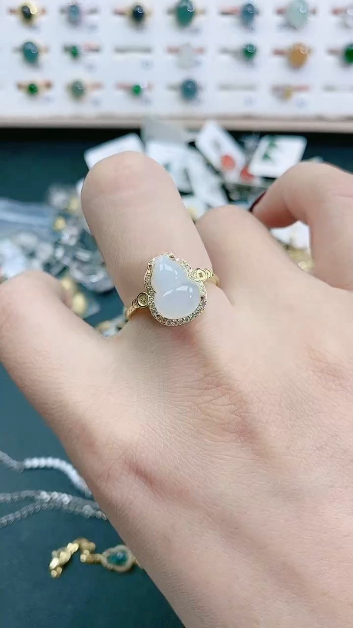 银S925镶嵌戒指翡翠天然翡翠