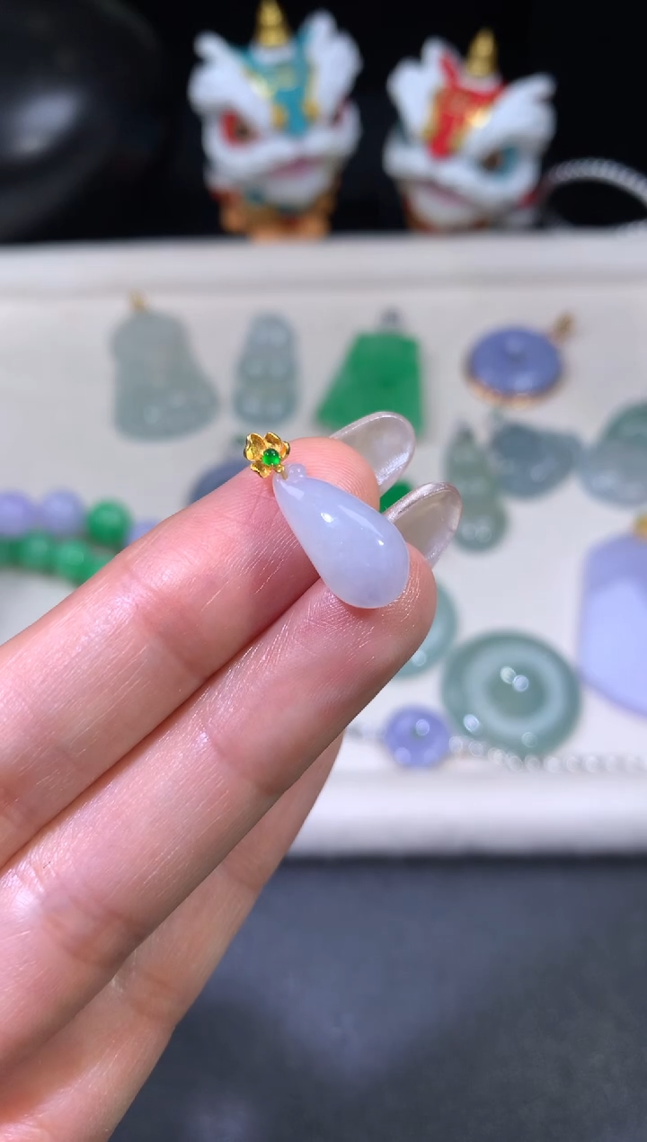 吊坠(不含链)18K金镶嵌翡翠翡翠