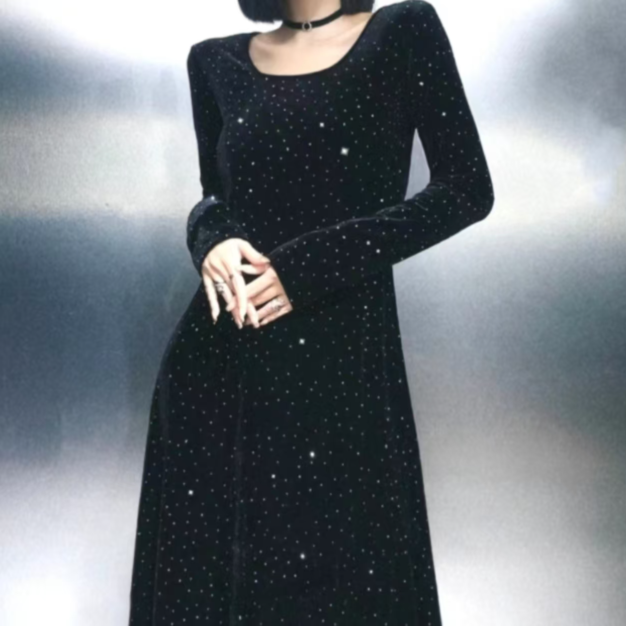 (小夜曲满天星长袖)82145-满天星女装连衣 裙轻奢百搭气质长袖
