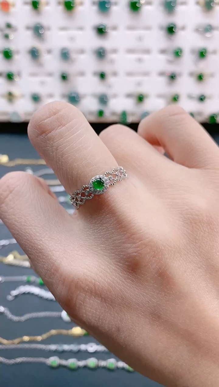 【闪购商品】翡翠戒指银S925镶嵌天然翡翠