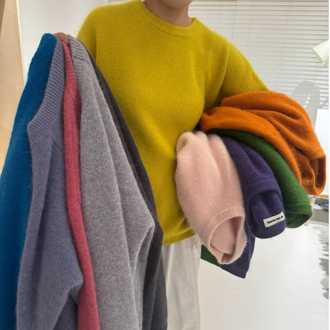 MeiMei Y2679款大版套头圆领毛衣女