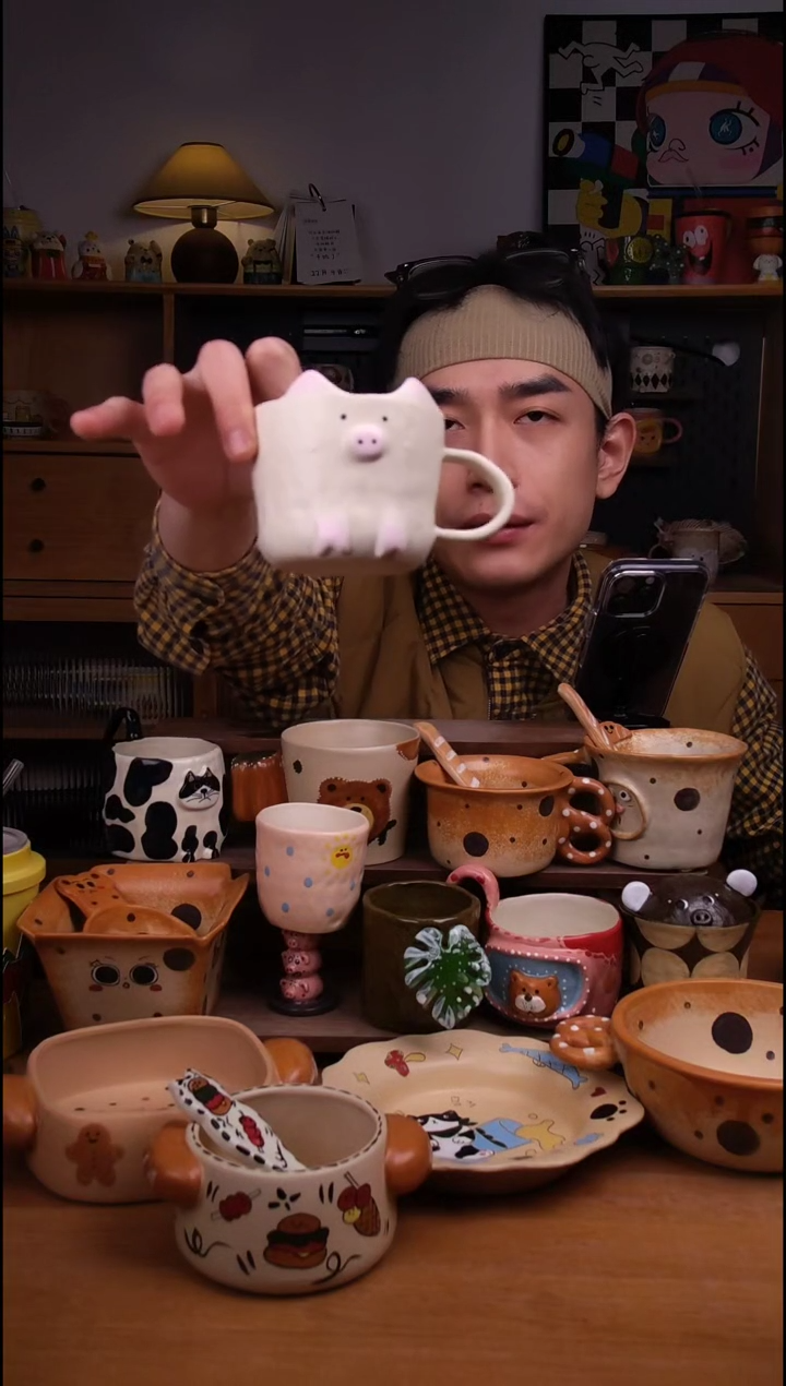 杯子陶景德镇可爱设计师款陶瓷