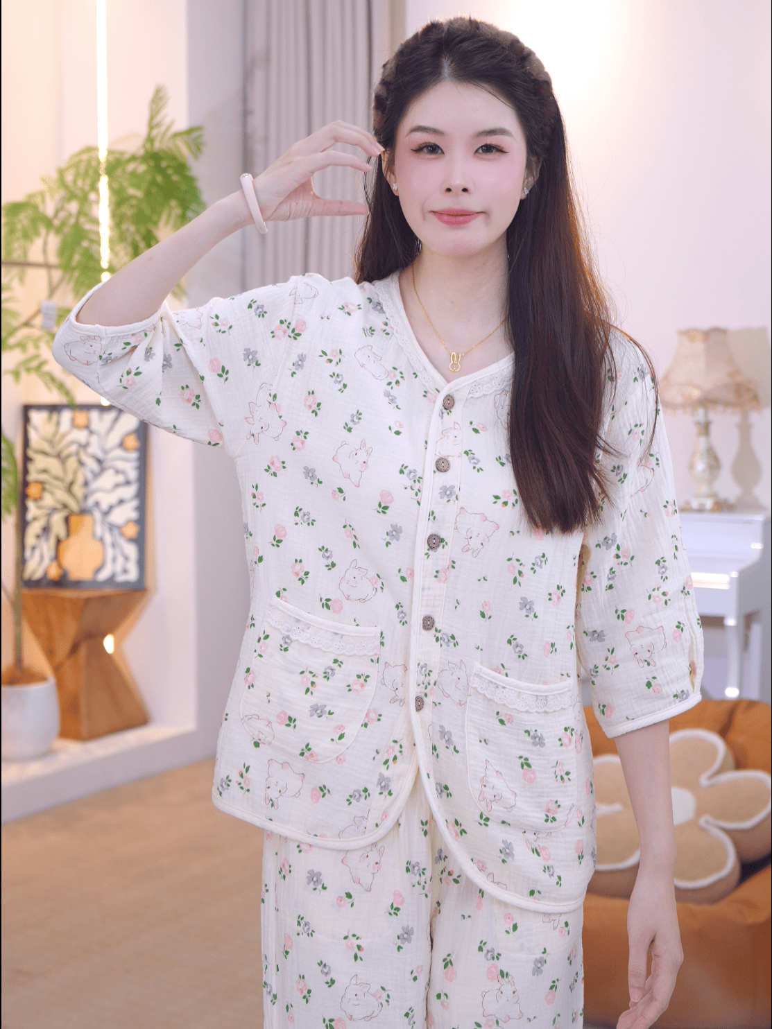 【纯棉时代-橙橙】2025女士夏款舒适纯棉睡衣家居服薄款AYR