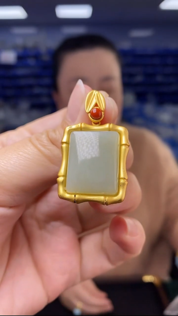 吊坠(不含链)银S925镶嵌和田玉DZ566