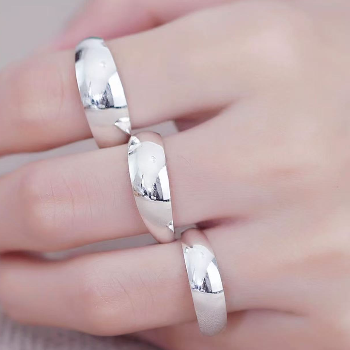 光面戒指内壁吉言银戒-A133