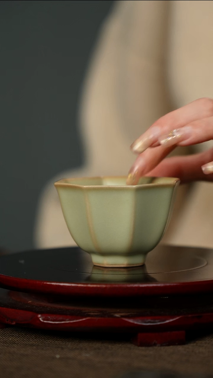 全品 粉青 八方杯 