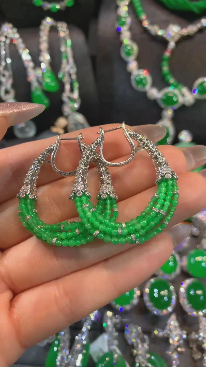 【闪购商品】翡翠耳饰18K金镶嵌耳饰