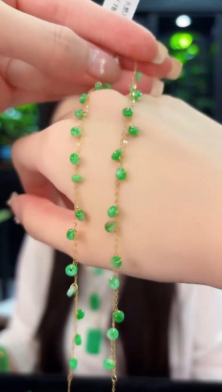 18K金镶嵌手链翡翠缅料A货/多样性发货/一件