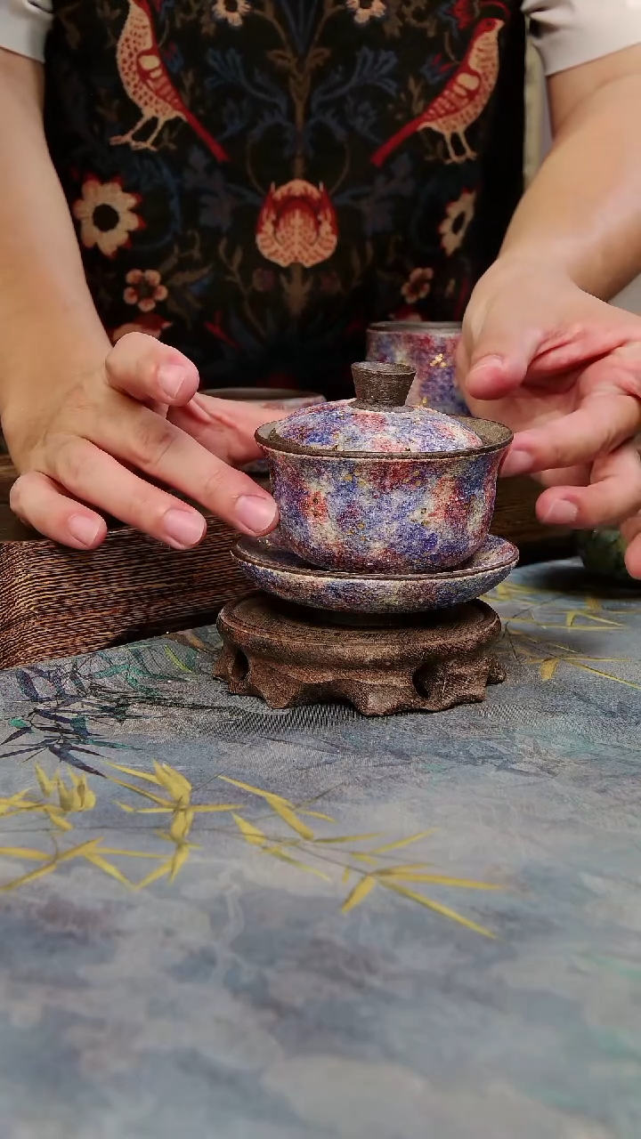 亘古福利分享@七彩岩矿三才如意盖碗