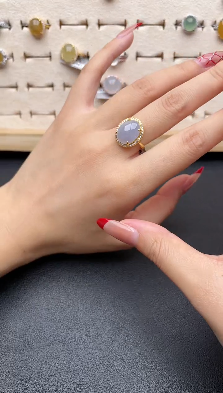 【闪购商品】翡翠戒指银S925镶嵌一物一证一礼盒