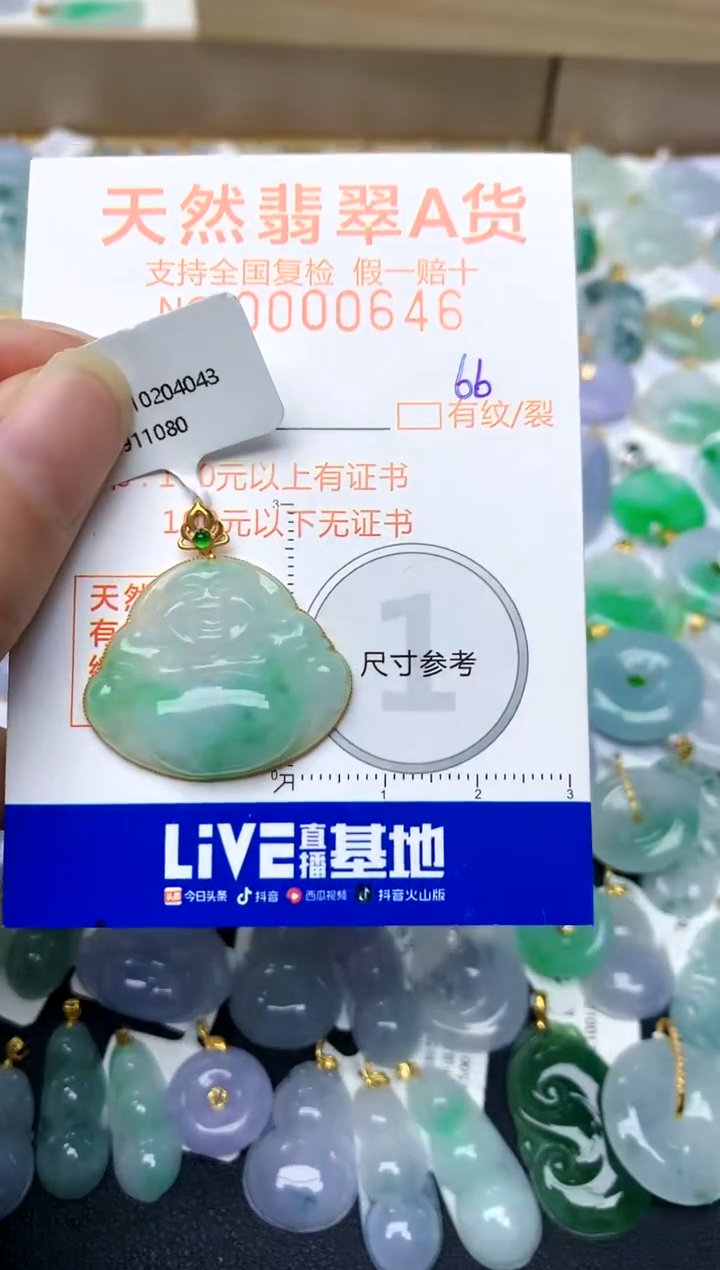 【闪购商品】翡翠颈饰18K金镶嵌66天然A货翡翠