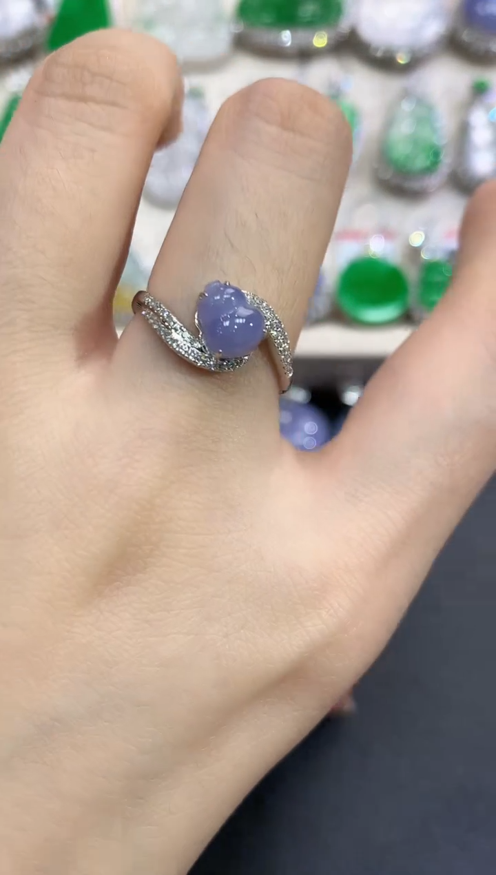 【闪购商品】翡翠戒指18K金镶嵌B49  紫货有色差