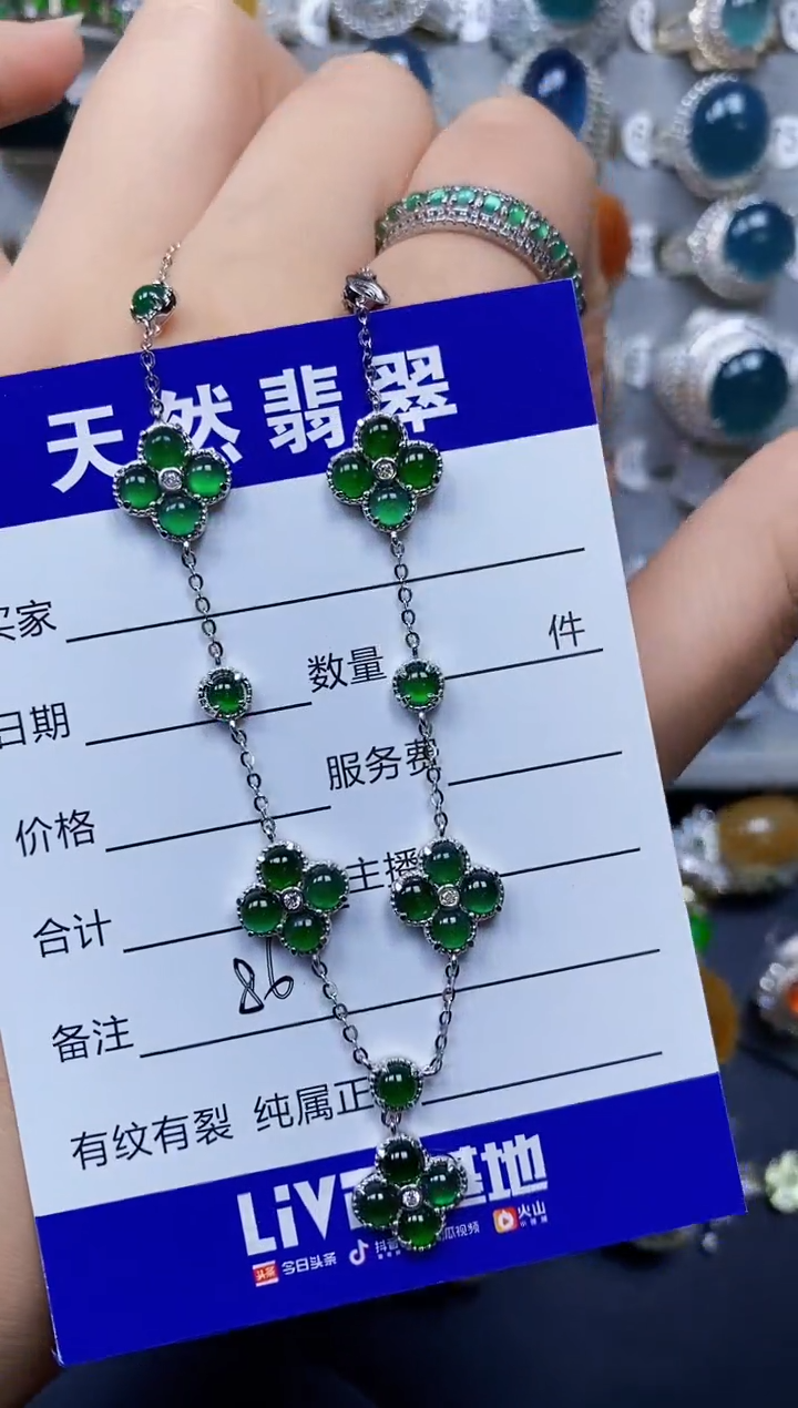翡翠银S925镶嵌颈饰0086