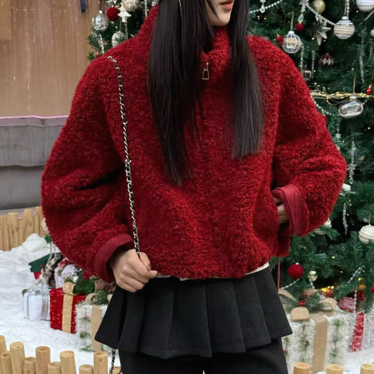 程程服饰-女款立领仿泰迪毛感外套
