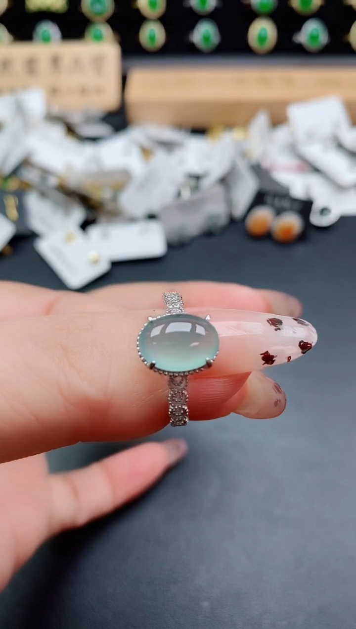 银S925镶嵌戒指翡翠1