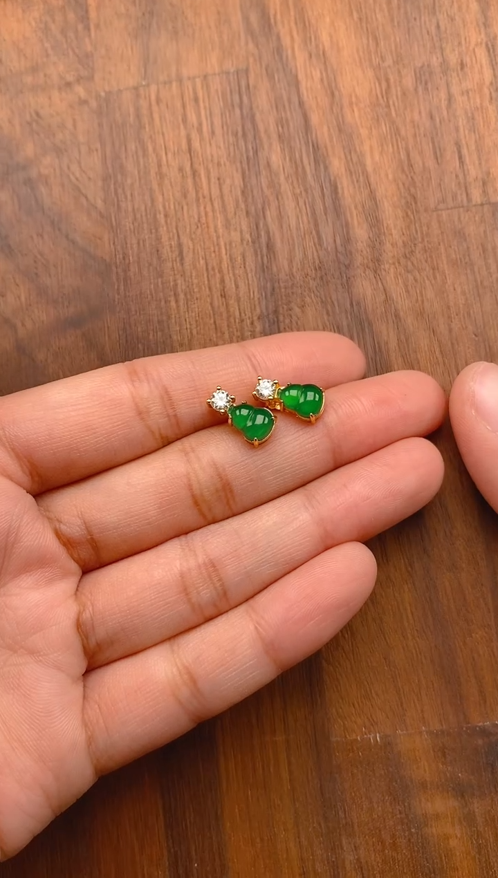 【闪购商品】翡翠耳饰银S925镶嵌葫芦耳钉