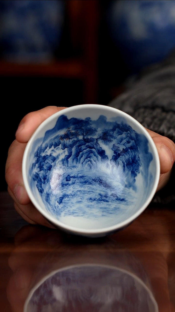 景琳藏青花北派山水茶里乾坤大