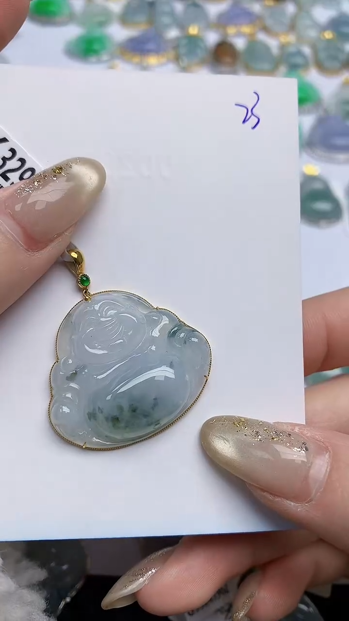 【闪购商品】翡翠颈饰18K金镶嵌天然A货翡翠 49