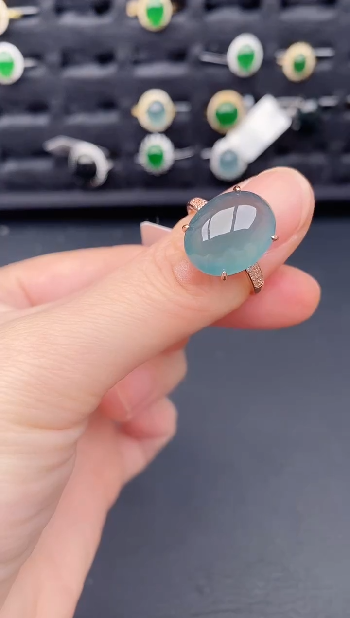 银S925镶嵌戒指翡翠天然a货翡翠539