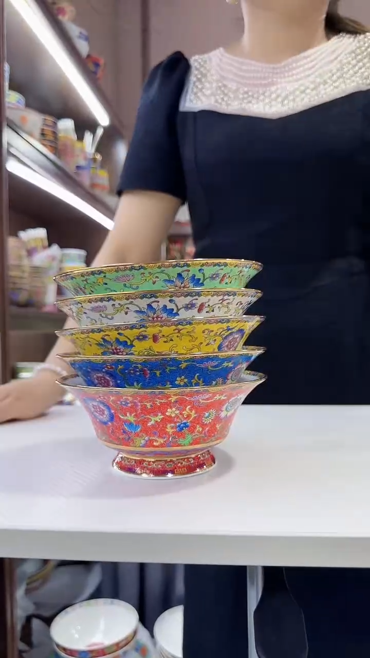 瓷片6英寸元宝碗5个景德镇陶瓷