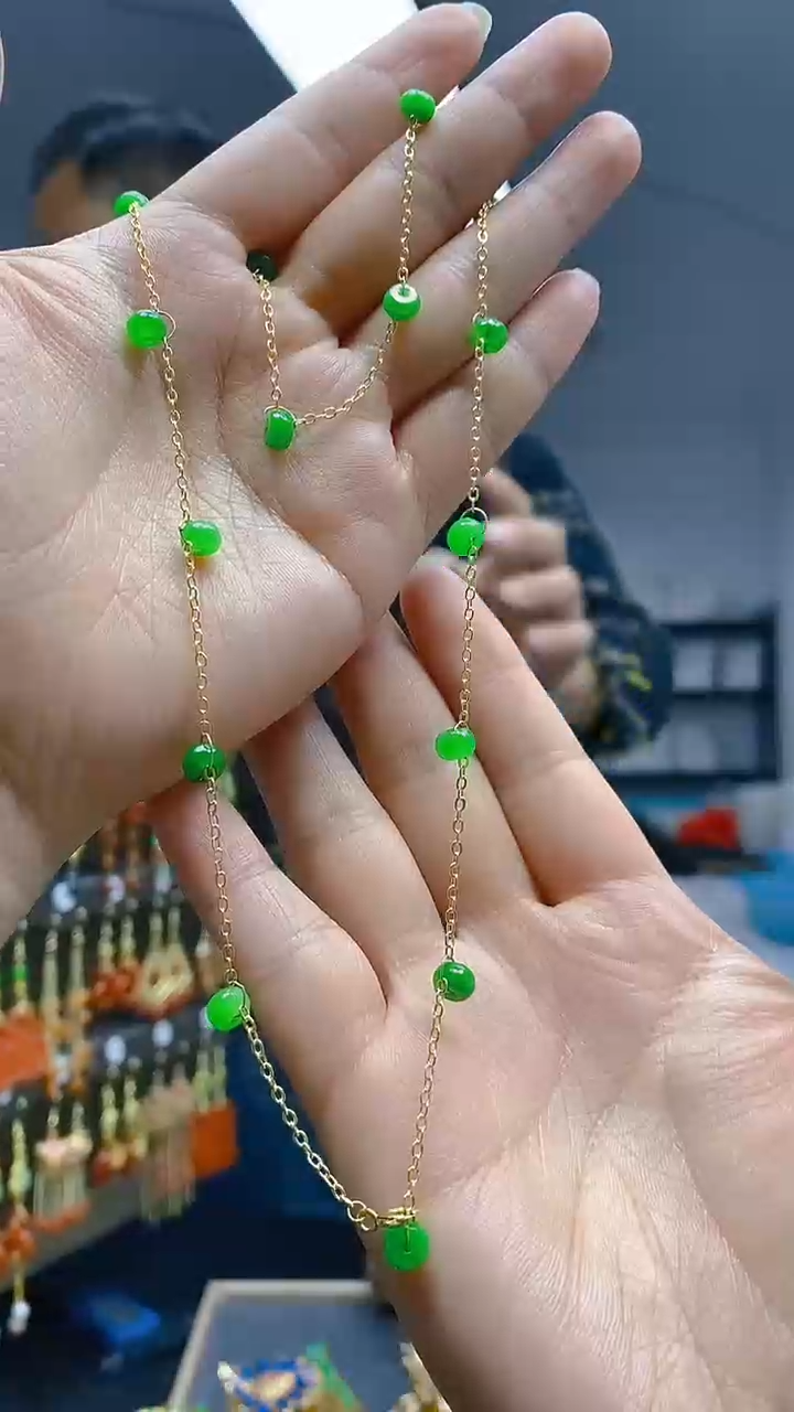 【闪购商品】翡翠耳饰合金092翡翠锁骨链