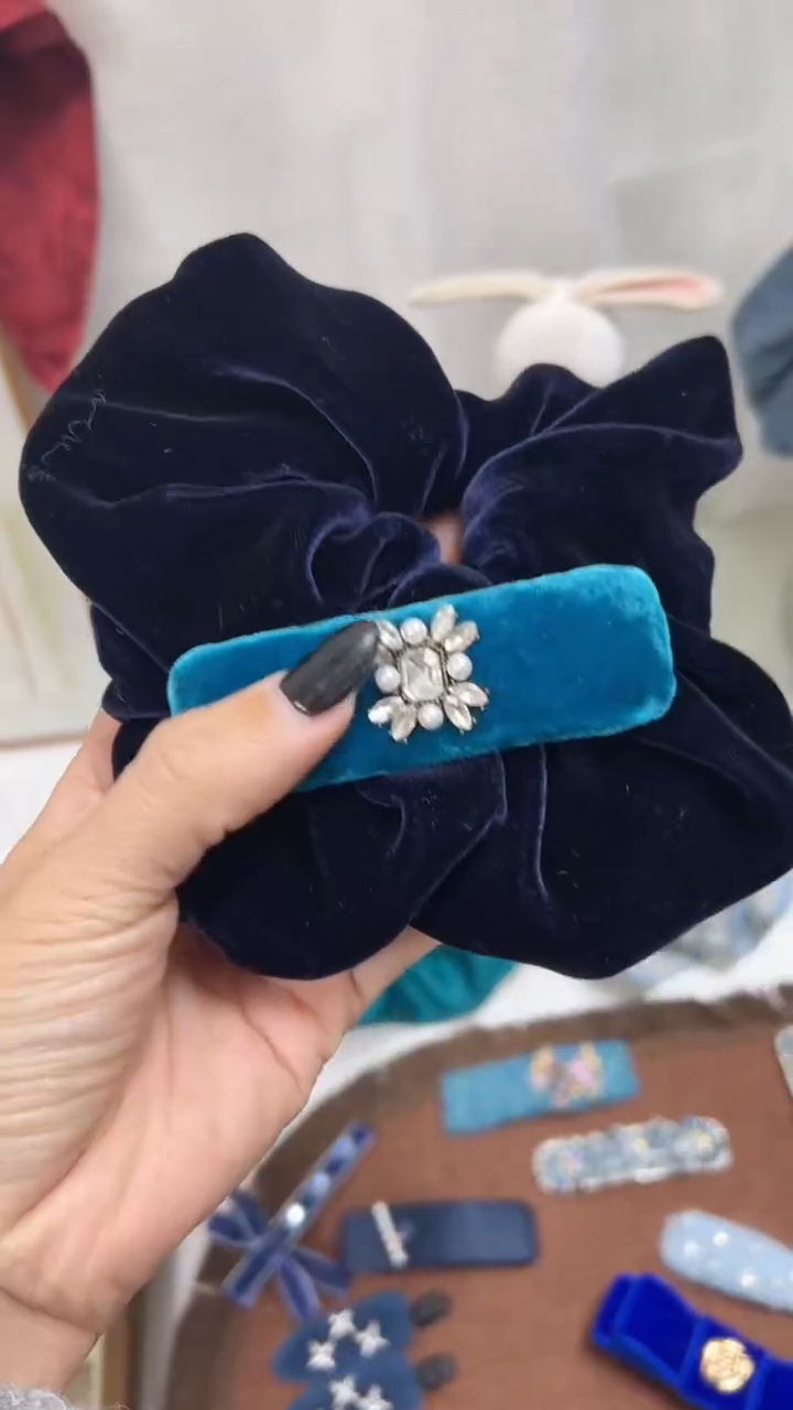 非金属布艺发饰要藏青色夹子