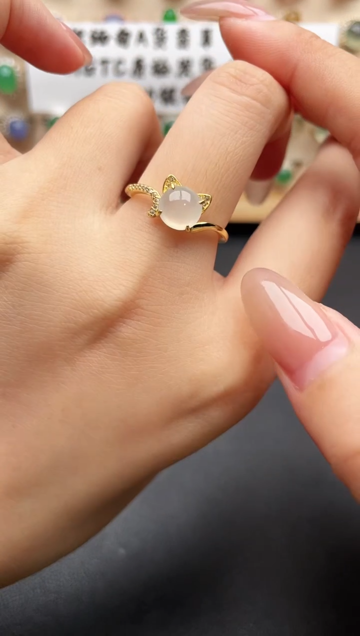 银S925镶嵌戒指翡翠一物一证一礼盒