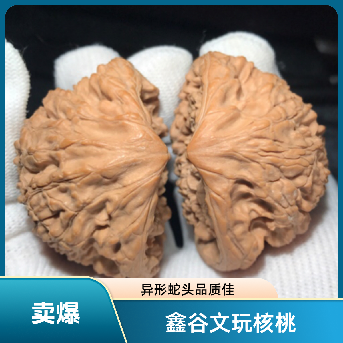 鑫谷核缘文玩核桃把件官帽异形蛇头49+