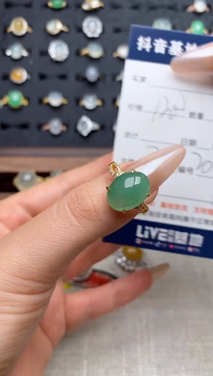 银S925镶嵌戒指翡翠.