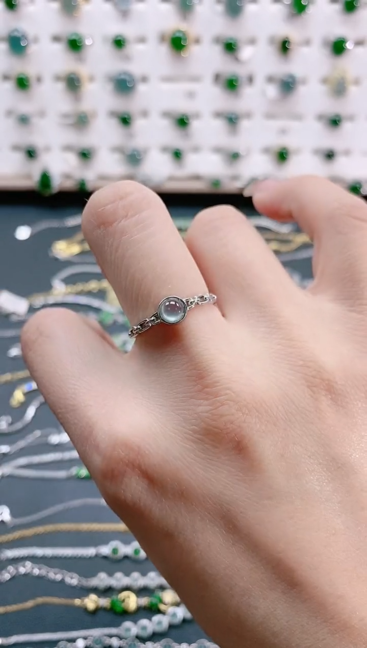 【闪购商品】翡翠戒指银S925镶嵌天然翡翠