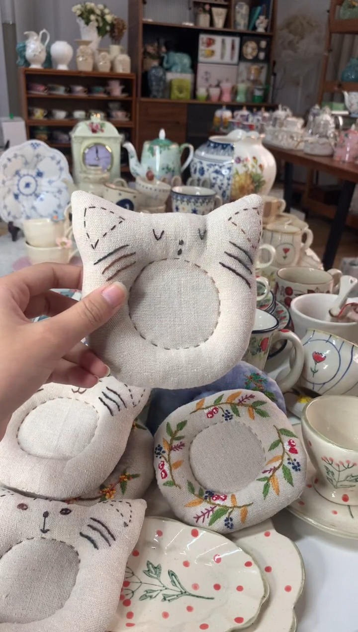 陶瓷【394】猫咪纯手工布垫